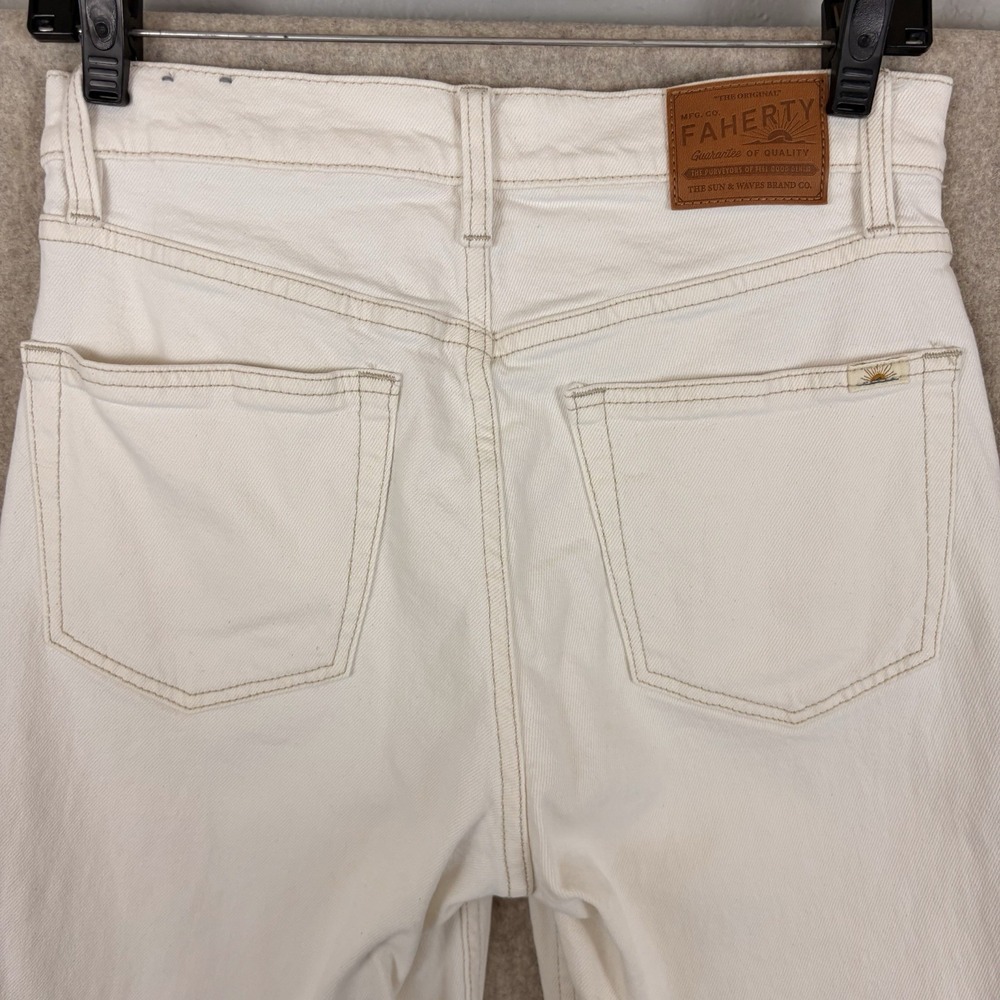 Faherty Women's Jeans Size 27 Cream/ Ivory Straight Leg High Rise Denim - Picture 7 of 12
